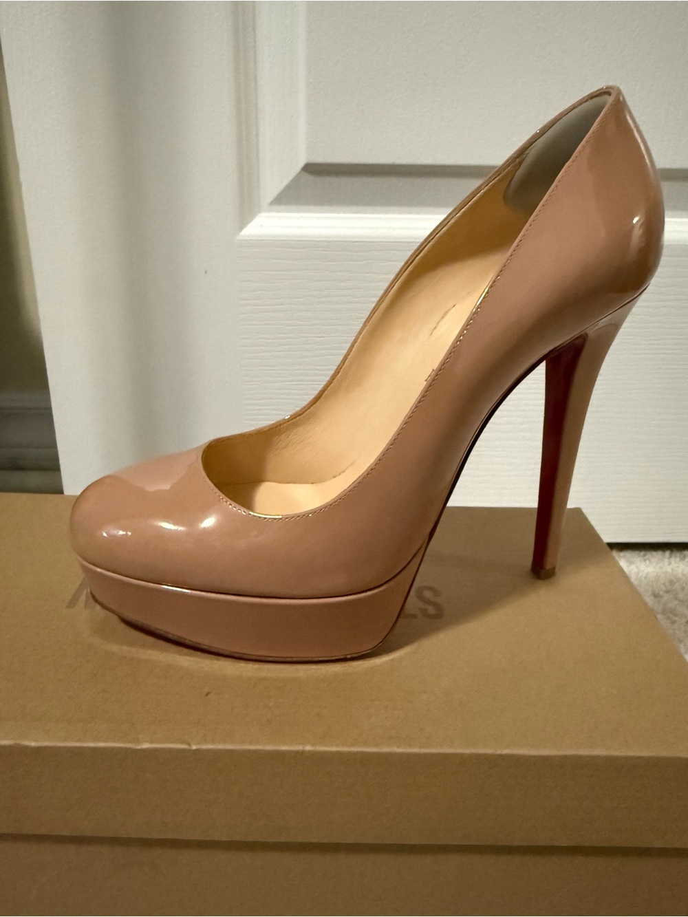 Nude Patent Platform Stiletto Pump - Women